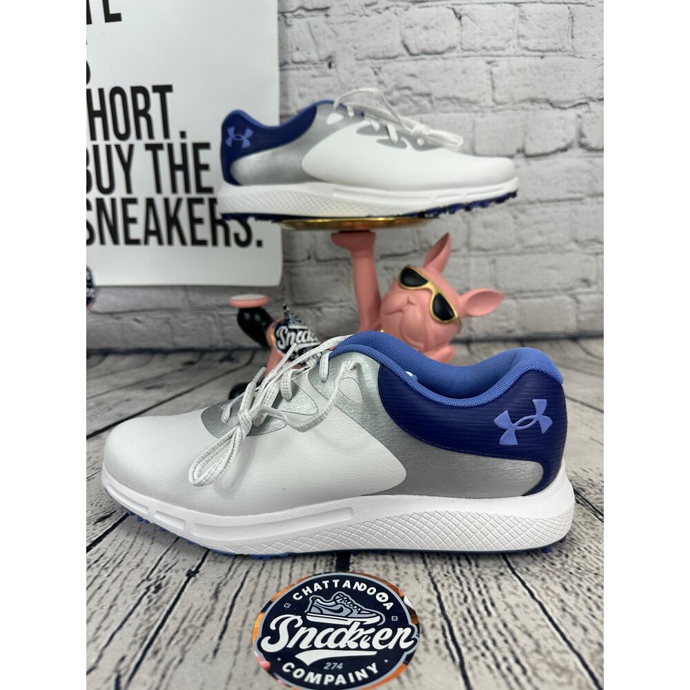 Under Armour Golf Cleats Shoes Womens 10 Charged Breathe Blue White Spike less